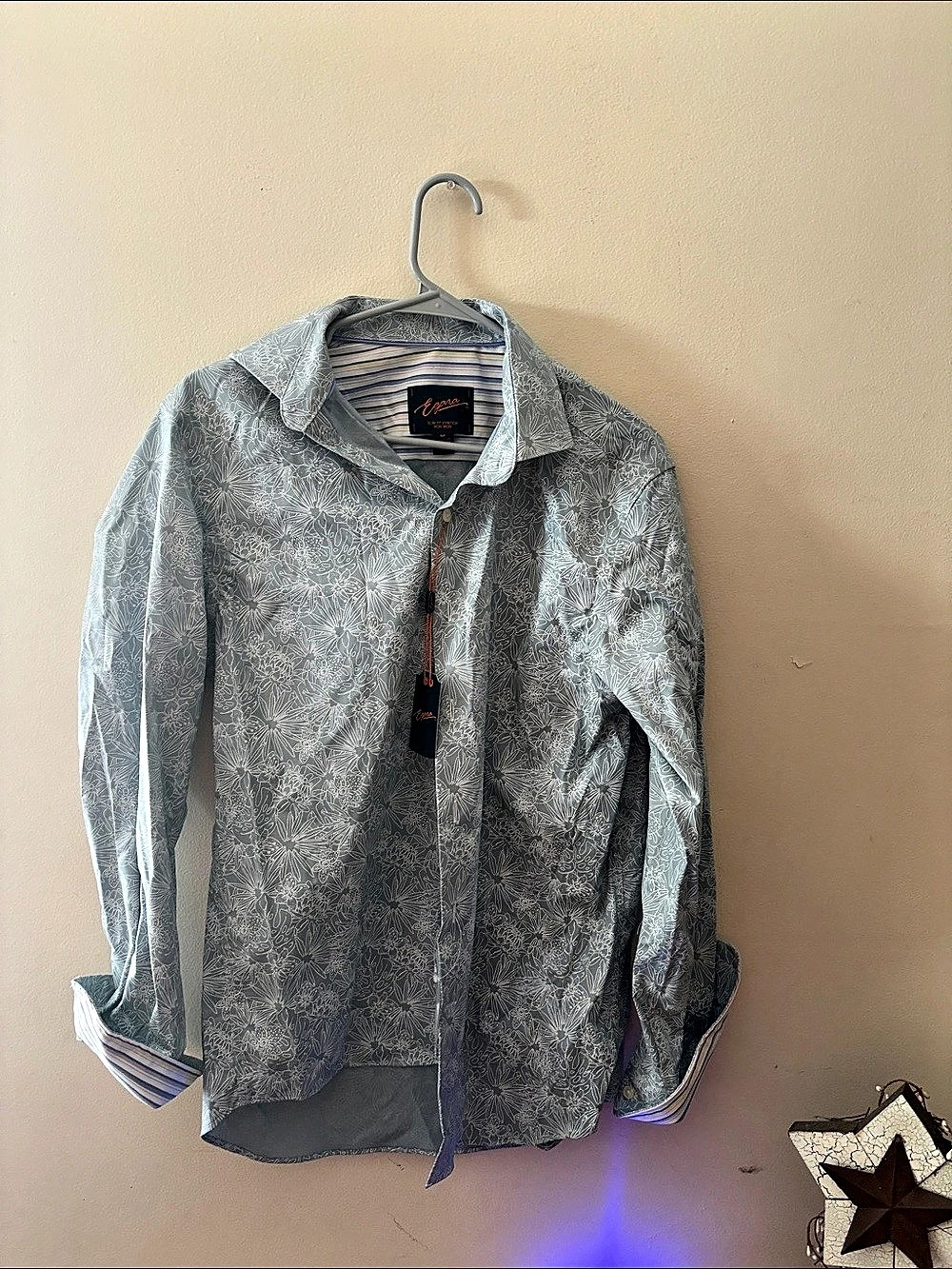Jasper Floral Button Down Shirt in Gray & White NWT